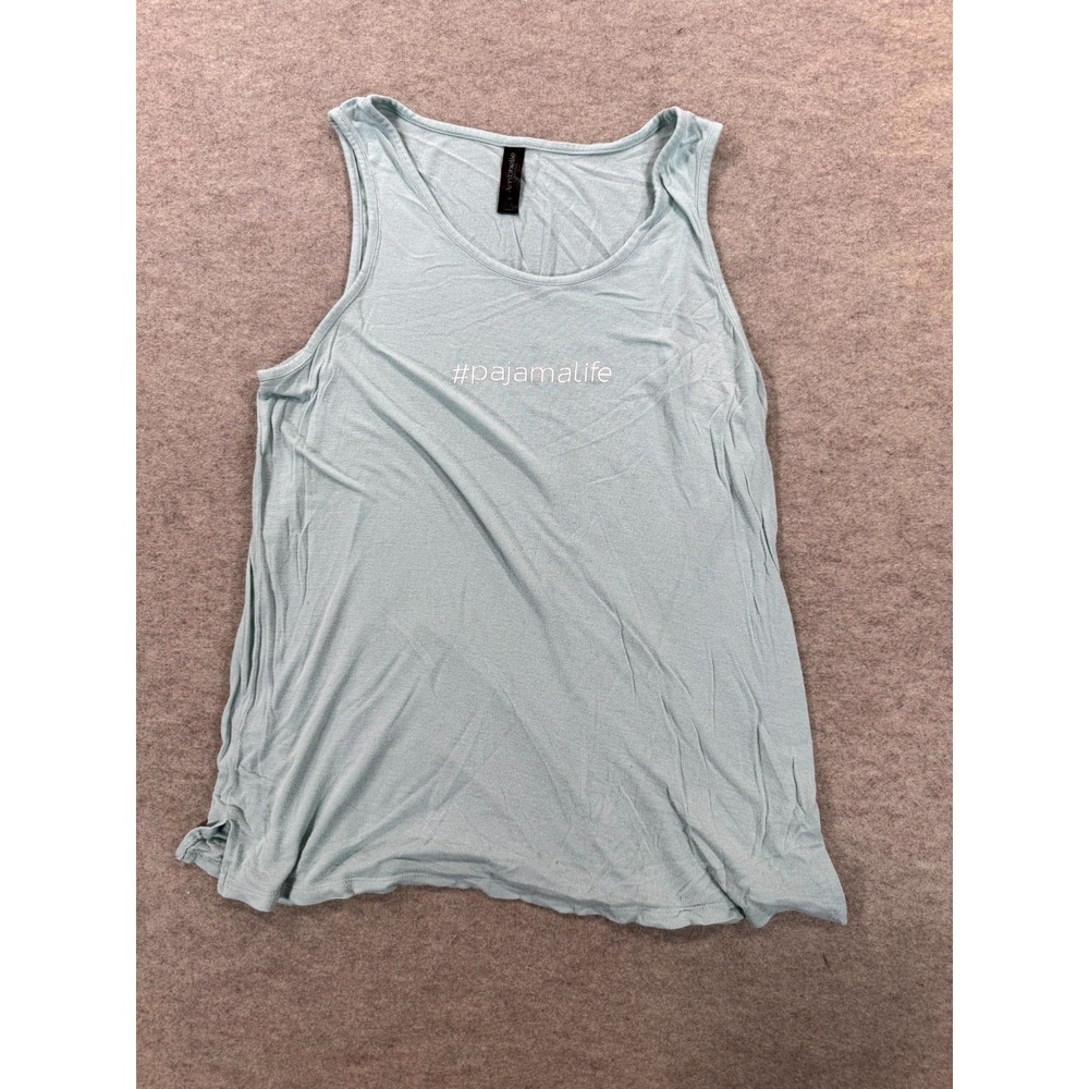 Ambrielle Womens Medium Light Blue Scoop Neck Sleeveless Pajama Tank Top